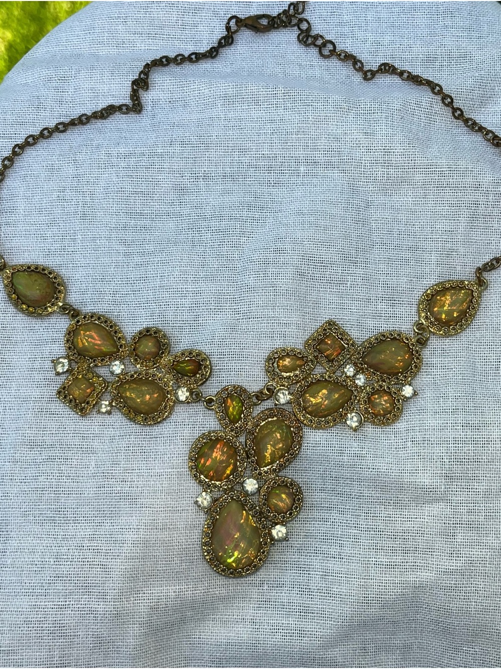 Boho Princess Gold-Tone Iridescent Statement Necklace